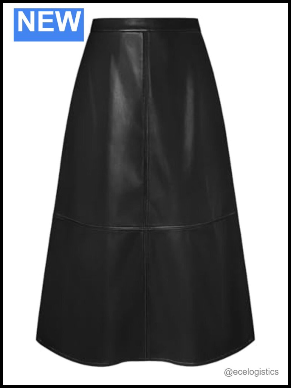 Faux Leather High Waist A-Line Midi Skirt for Fall Winter